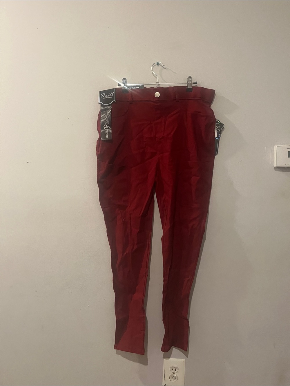 Red High-Waist Tapered Pants